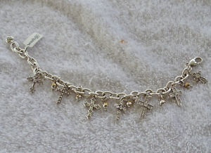 【送料無料】ブレスレット　アクセサリ—　クロスチェーンクリアブレスレット listingbrighton sacramento cross chain silver platedclear crystals bracelet nwt