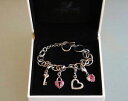 【送料無料】ブレスレット　アクセサリ—　スワロフスキークリアピンクチェーンブレスレットボックス100 authentic swarovski clear pink rhinestones silvertone chain bracelet wbox