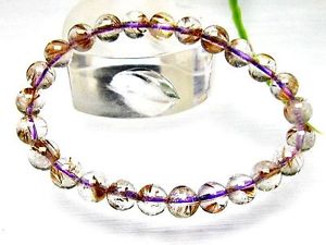 【送料無料】ブレスレット アクセサリ— ルチルラウンドブレスレット7mm 3a natural cacoxenite rutilated quart...
