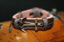 【送料無料】ブレスレット　アクセサリ—　カフアンカーラップブレスレットmen genuine leather nautical wrap adjustable brown cuff anchor bracelet