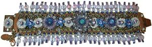 【送料無料】ブレスレット アクセサリ— ビーズレースカフブレスレット michal negrin blue crystals flowers beads lace embellished cuff bracelet