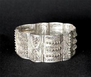 【送料無料】ブレスレット　アクセサリ—　ビンテージシルバーワイドブレスレットvintage silver wide filigree bracelet ~ hallmarked