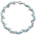 【送料無料】ブレスレット アクセサリ— イルカスターリングシルバーブレスレットロング cute dolphins natural larimar 925 sterling silver bracelet 7 long(4)