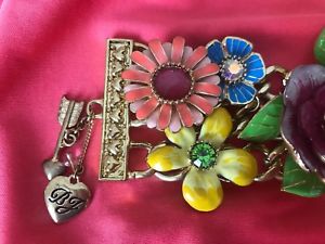 【送料無料】ブレスレット　アクセサリ—　ベッツィージョンソンヴィンテージテントウムシブレスレットbetsey johnson vintage secret garden ladybug bright colorful flower bracelet