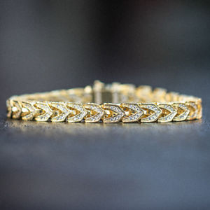 【送料無料】ブレスレット　アクセサリ—　イエローゴールドアイスフランコブレスレットアウト14k yellow gold iced out franco bracelet