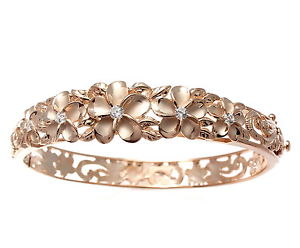 【送料無料】ブレスレット　アクセサリ—　ピンク925hawaiian fancy plumeria flower maile leafpink rose gold silver 925 hawaiian fancy plumeria flower maile leafのサムネイル