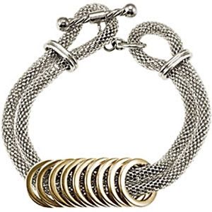 【送料無料】ブレスレット　アクセサリ—　アマルフィステンレススチールゴールドブレスレットメッシュamalfi stainless steel mesh with gold immersion plated circles womens bracelet