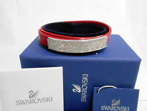 【送料無料】ブレスレット　アクセサリ—　スワロフスキーブレスレットクリスタルswarovski vio leather bracelet, red leather, crystal authentic mib 5120644