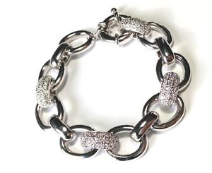 【送料無料】ブレスレット　アクセサリ—　ニュー75ニュースターリング925czリンクブレスレット 75 gorgeous sterling silver 925 large link bracelet with cz