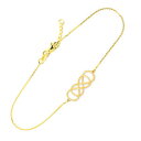【送料無料】ブレスレット アクセサリ— イエローゴールドダブルノットブレスレット14k yellow gold double knot infinity dainty bracelet(4)