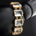 【送料無料】ブレスレット アクセサリ— スワロフスキーラインストーンエメラルドカットクリアブレスレットswarovski emerald cut clear rhinestone bracelet(4)