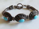【送料無料】ブレスレット アクセサリ— sterling925blue turquoise oval stones toggle claspbracelet 75ポンドsterling silver 925 blue turquoise oval stones toggle clas(4)