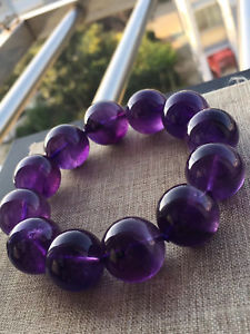 【送料無料】ブレスレット　アクセサリ—　アメジストラウンドビーズブレスレットウルグアイ19mm old material 100 natural amethyst gemstone round beads bracelet uruguay