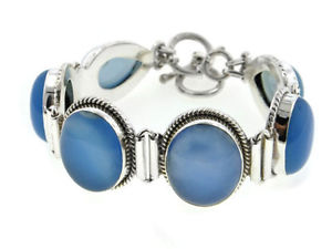 【送料無料】ブレスレット アクセサリ— ブレスレットsterling silver large blue chalcedony gemstone bracelet