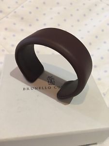 【送料無料】ブレスレット　アクセサリ—　ブラウンボックスダストバッグカフブレスレットbnwot brunello cucinelli brown leather cuff bracelet with boxdust bag