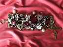 【送料無料】ブレスレット　アクセサリ—　ジョンソンフクシアピンクパールクリスタルブレスレットbetsey johnson fabulous fuchsia huge pink jeweled pearl crystal ab bracelet rare