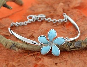 【送料無料】ブレスレット アクセサリ— プルメリアハワイlarimar flower braceletsterling silverfashion,...