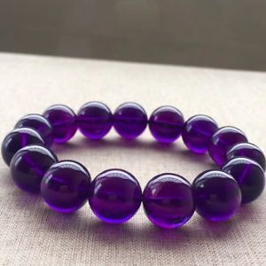 ̵ۥ֥쥹åȡꡡ᥸ȥ饦ɥӡȥå֥쥹ånatural purple amethyst quartz crystal round beads stretch bracelet 145mm aaaa