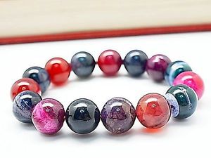 ̵ۥ֥쥹åȡꡡɥ饴饦ɥӡ֥쥹å14mm rare 5a natural multicolor dragon agate round beads bracelet gift bl5011