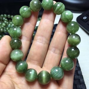 ̵ۥ֥쥹åȡꡡ饦ɥӡ֥쥹ånatural green apatite cat eye crystal round beads bracelet 12mm aaaa
