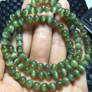 【送料無料】ブレスレット　アクセサリ—　サークルクリスタルラウンドビーズブレスレットnatural green apatite cat eye three circle crystal round beads bracelet 6mm aaa