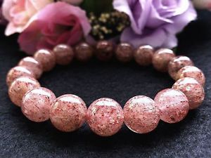 【送料無料】ブレスレット アクセサリ— ストロベリーラウンドビーズブレスレット11mm rare 4a natural strawberry qua...
