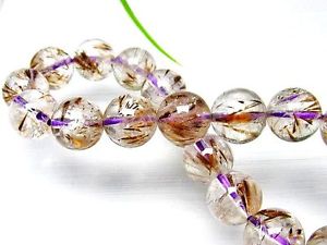 【送料無料】ブレスレット アクセサリ— ルチルラウンドブレスレット105mm 4a natural cacoxenite rutilated qua...