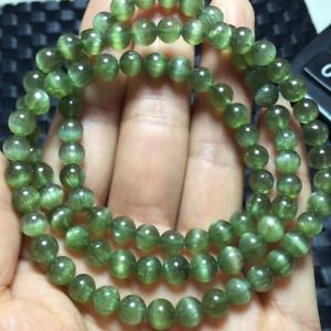 【送料無料】ブレスレット　アクセサリ—　サークルクリスタルラウンドビーズブレスレットnatural green apatite cat eye three circle crystal round beads bracelet 6mm aaa