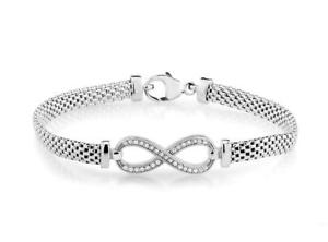 【送料無料】ブレスレット アクセサリ— プラチナスターリングシルバーホワイトサファイアメッシュテニスブレスレットplatinum sterling ...