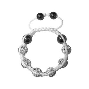 ブレスレット　アクセサリ—　パリブレスレットホワイトクリスタルマグネタイトvalence tresor paris bracelet white 10mm crystal amp; magnetite