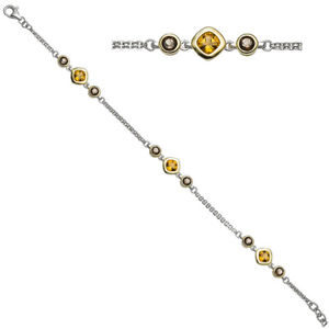 【送料無料】ブレスレット アクセサリ— ブレスレットイエローシトリンブラウンスモーキークォーツシルバーメッキbracelet yellow citrine brown smokey quartz 925 silver bicolour gold plated