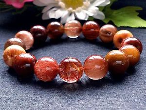 【送料無料】ブレスレット アクセサリ— レッドピンクゴールデンルチルラウンドブレスレット14mm rare 5a natural red pink ...