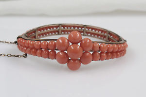 ブレスレット　アクセサリ—　コーラルコーラルサーモンアンティークアールヌーボーブレスレットbeautiful bracelet with coral coral salmon antique art nouveau