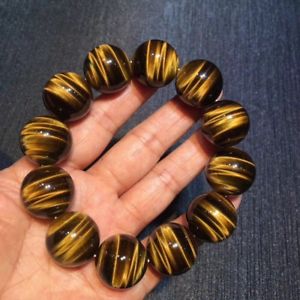 【送料無料】ブレスレット　アクセサリ—　イエローゴールドタイガーアイラウンドビーズゴムブレスレットnatural yellow gold tigers eye gemstone round beads elastic bracelet 20mm aaaa