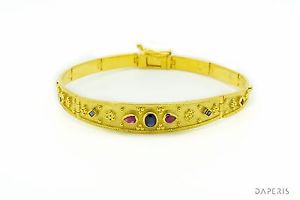 byzantine bracelet rubies sapphires 925 sterling silver 22k gold plated925スターリング22kビザンチンブレスレットルビーサファイア※注意※NYからの配送になりますので2週間前後お時間をいただきます。人気の商品は在庫が無い場合がございます。ご了承くださいませ。サイズの種類の商品は購入時の備考欄にご希望のサイズをご記載ください。　携帯メールでの登録ですと楽天からのメールが届かない場合がございます。