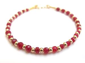 【送料無料】ブレスレット　アクセサリ—　ブレスレットルビー14kbracelet ruby red beads beaded gemstone 14k gold round bracelet natural genuine
