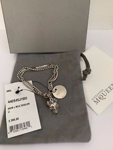 【送料無料】ブレスレット　アクセサリ—　nibアレグザンダーマックイーン3dlogoチェーンブレスレットnib alexander mcqueen 3d princess skull logo charm silver tone chain bracelet