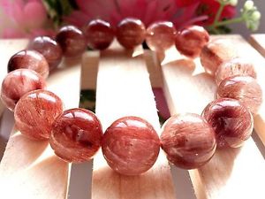 【送料無料】ブレスレット アクセサリ— レッドピンクゴールデンルチルラウンドブレスレット13mm rare 5a natural red pink ...