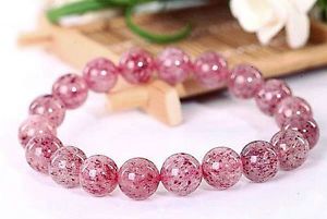 【送料無料】ブレスレット アクセサリ— ラウンドブレスレット105mm rare 6a natural pinkstrawberry quartz crystal round bracelet gift bl9677