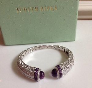 【送料無料】ブレスレット　アクセサリ—　ジュディススターリングシルバーアメジストカフブレスレットjudith ripka sterling silver 825 cttw amethyst cuff bracelet in average