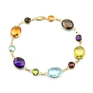 【送料無料】ブレスレット　アクセサリ—　イエローゴールドブレスレットラウンドインチ14k yellow gold bracelet with oval amp; round multicolor gemstones 75 inches