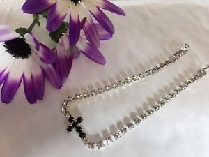 ブレスレット　アクセサリ—　ジェットpk 2テニスブレスレットオーストリアラインストーン6tennis bracelet austrian rhinestones crystal jet pk 2 cross small size 6