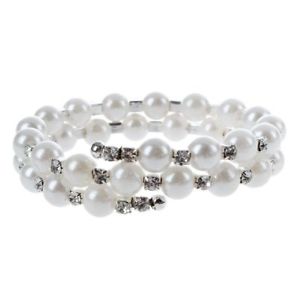 【送料無料】ブレスレット アクセサリ— 10xラインストーンホワイト2パールブレスレットp6h310xladies gift pearl brace...