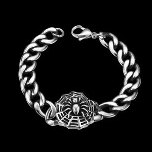 【送料無料】ブレスレット アクセサリ— daヴィンテージステンレスクモクモペンダントブレスレットpunk vintage stainless steel spider cobweb pendant charm bracelet for man da