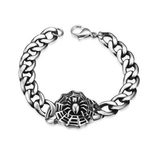 【送料無料】ブレスレット アクセサリ— daヴィンテージステンレスクモクモペンダントブレスレットpunk vintage stainless steel spider cobweb pendant charm bracelet for man da