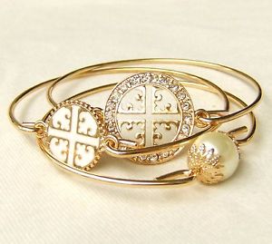 【送料無料】ブレスレット アクセサリ— ステートメントホワイトパールpunk multilayer religious cross statemen...