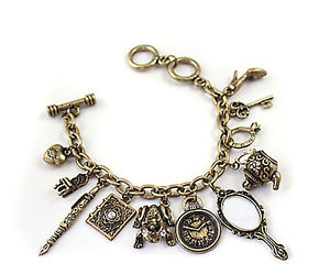 【送料無料】ブレスレット　アクセサリ—　レトロアンティークミラーカエルキーブレスレットチェーンビーズwomen retro antique look mirror frog heart key bracelet wrist chain beads charm