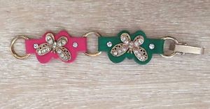 【送料無料】ブレスレット　アクセサリ—　ゴールデンクリスタルピンクグリーンブレスレットbutterfly golden and crystals pink and green synthetic leather bracelet