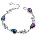 【送料無料】ブレスレット アクセサリ- トパーズローズティアドロップブレスレットrainbow mystic topaz tear drop rose silver plated bracelet