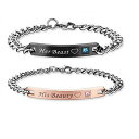 【送料無料】ブレスレット アクセサリ— セットカップルスチールチェーンブレスレット2xset women men couple stainsteel steel chain crystal bracelet lovers jewelry